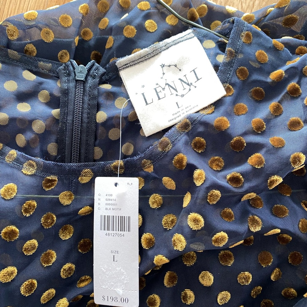 NWT Anthropologie Black and Gold Polka Dot Dress - Picture 3 of 3